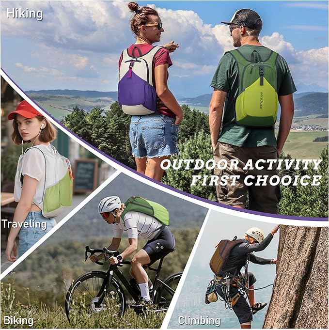 20L Small Hiking Backpack for Men Women Foldable Packable Back Pack Ultralight Hiking Daypack for Travel Camping Outdoor, Chocolate Brown
