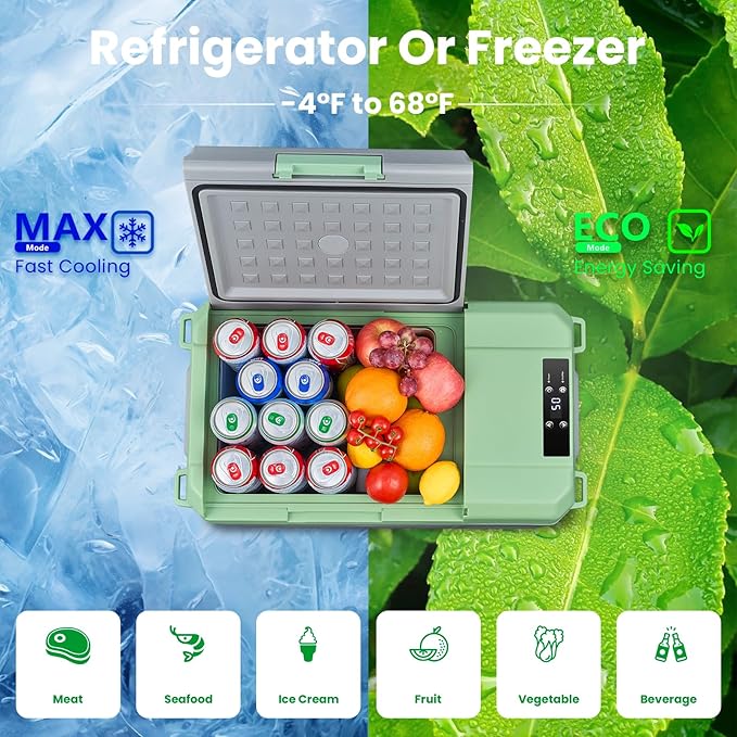 BODEGACOOLER 12 Volt Car Refrigerator, 26 Quart Car Fridge, -4℉-68℉ Portable Freezer, Electric Compressor Cooler 12/24V DC100-240 Volt AC for Outdoor RV Camping Travel Vehicles Home Use