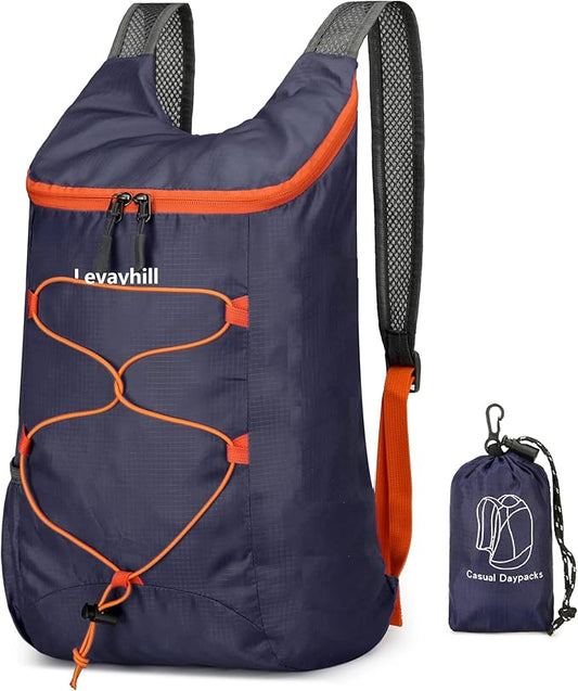16L Lightweight Foldable Hiking-Backpack Small Packable-Daypack For Travel,Ultralight Water-Resistant Gym Bag Men Women Easy Carry-on (Dark Blue)