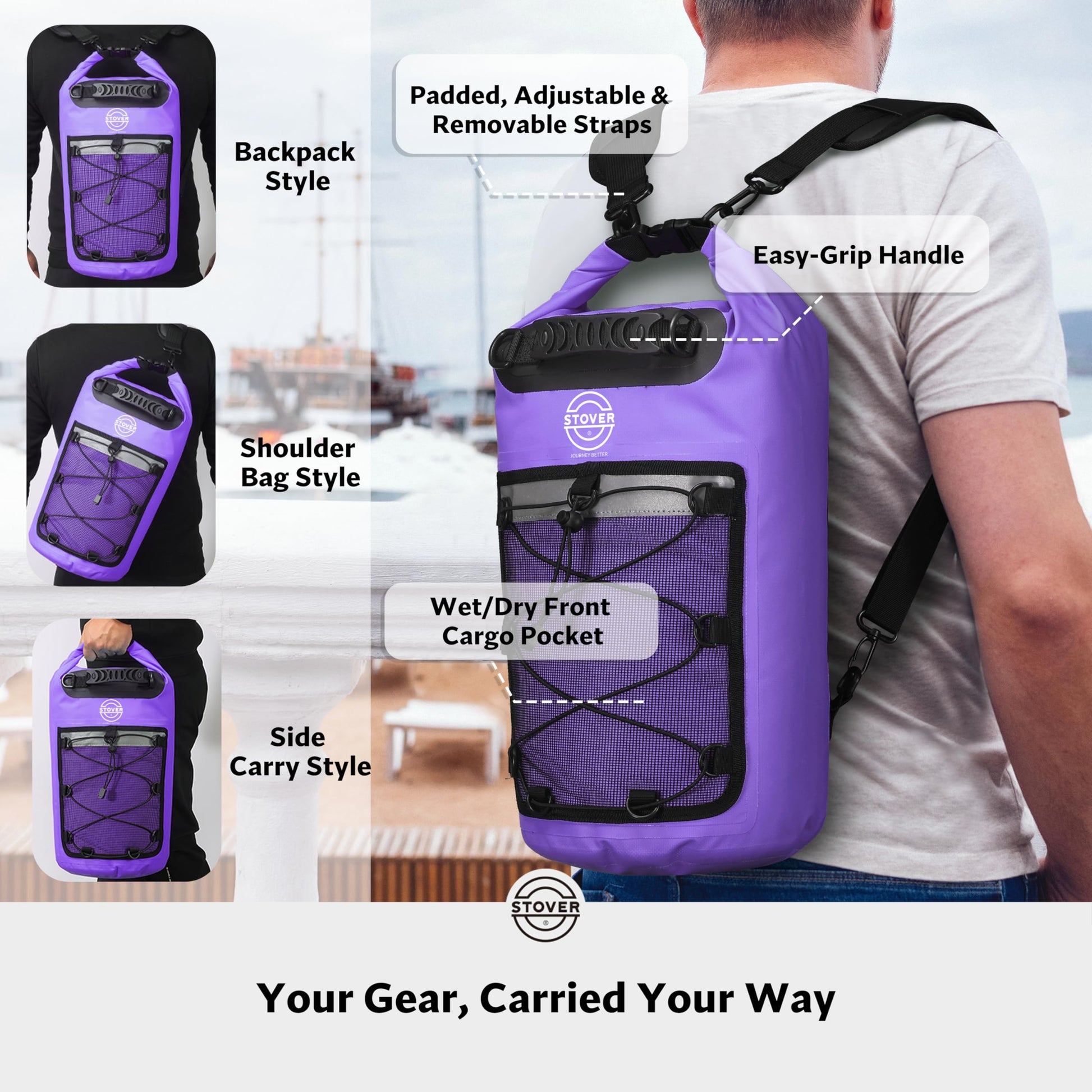 STOVER 5/10/25/30/40L Waterproof Dry Backpack & Phone Case- Large Floating Dry Bag for Kayaking