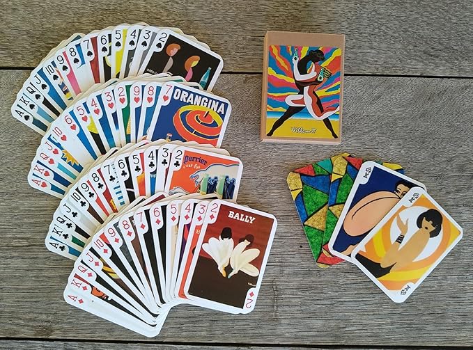 Villemot Playing Cards (Poker Deck 54 Cards All Different) Vintage Retro Art Deco Illustration Advertizing Posters Orangina Perrier