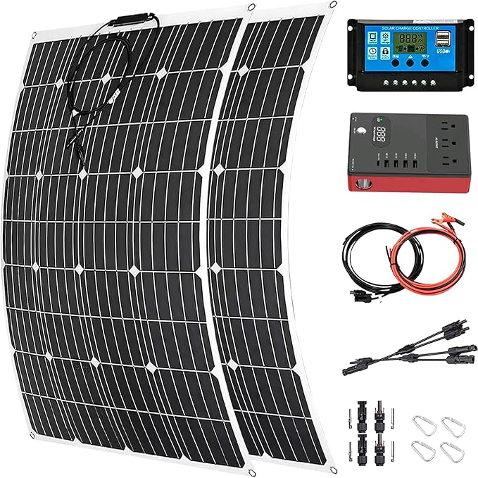 1000 Watt Solar Panel Kit, with car Inverter and 40A Charge Controller 2pcs 500 Watt Flexible Monocrystalline Solar Panel for 12-24V Battery Charging Car Battery Camper RV Yacht Boat