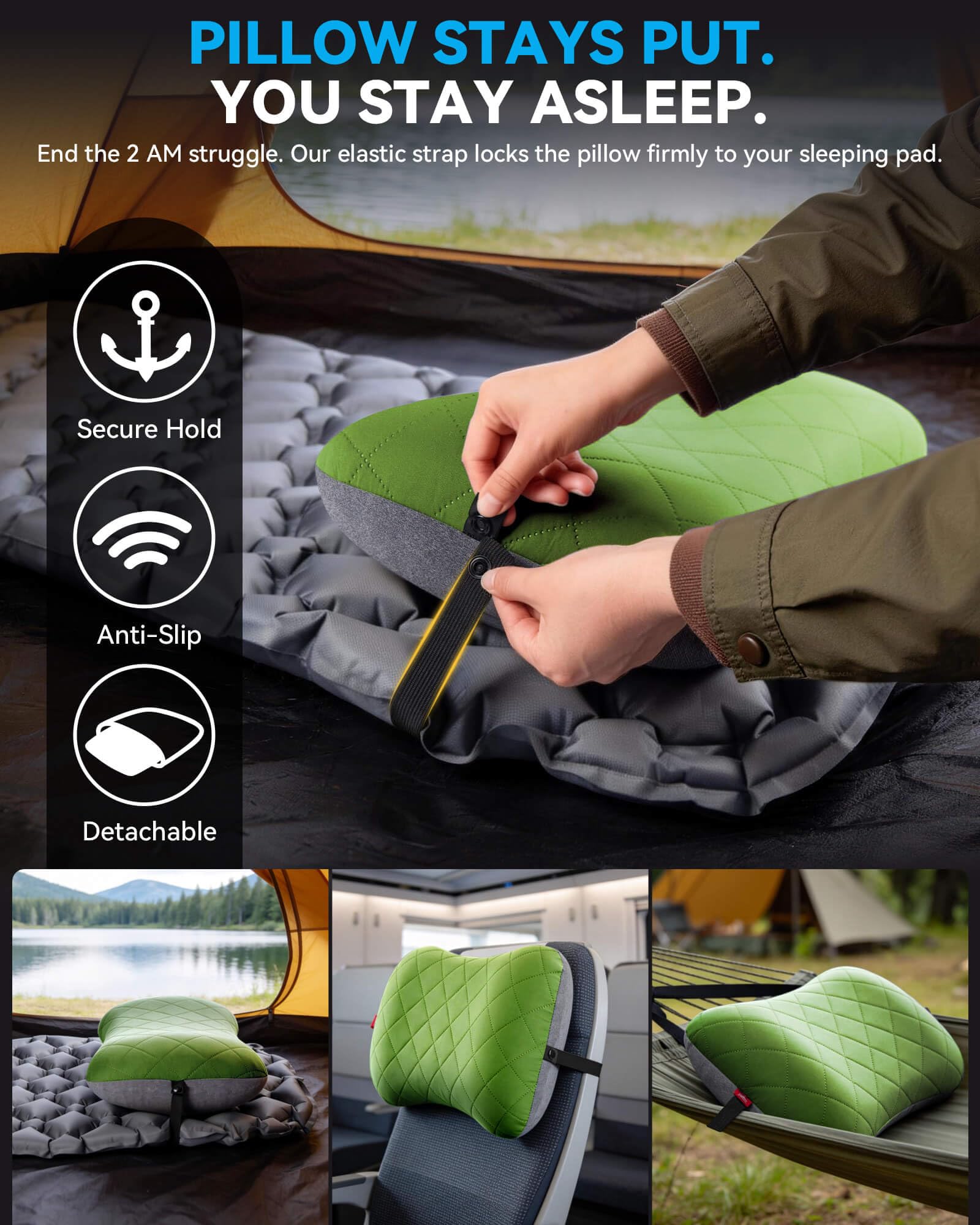 Hikenture Camping Pillow with Removable Cover, Ultralight Inflatable Pillow