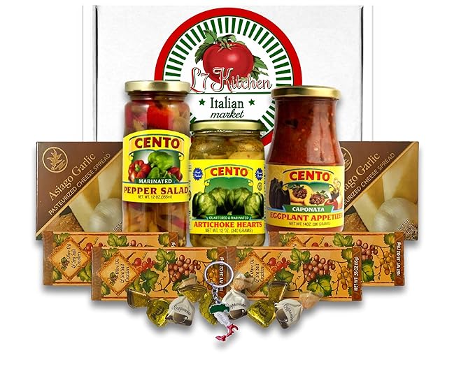 Italian Antipasto Gift Box with Caponata, Marinated Artichokes and Pepper Salad