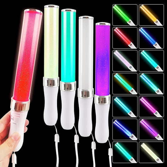 5 Pack LED Light Sticks 15 Colors Change Glow in the Dark Wands Multicolor Light Up Sticks Flashing Glow Wands for Wedding Club Carnival Party Birthday Concerts Supplies