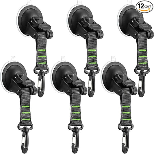 Maitys Heavy Duty Suction Cups with Hooks Tie Down Strong Suction Cup Anchor Car Camping Accessories Vacuum Outdoor Suction Cup with Hooks for Car Boat Awning Camping Tent Trap
