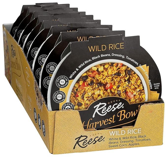 Reese Wild Rice Harvest Bowl | Black Beans, Tomatoes, Corn | High in Fiber & Protein (Pack of 8)