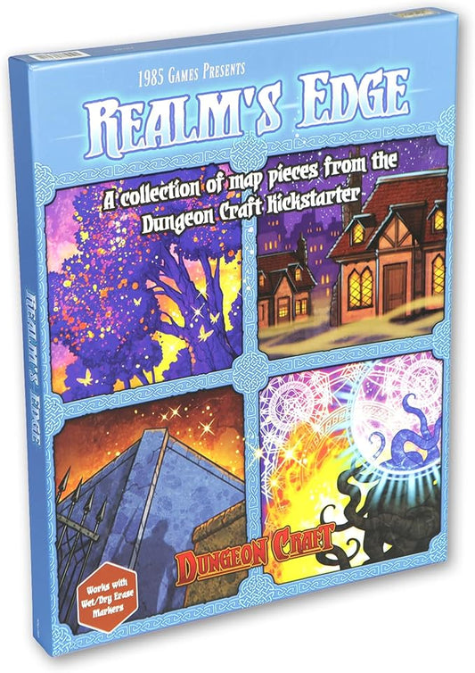 DUNGEON CRAFT Realm's Edge Book by 1985 Games - Immersive Dungeon Game with Dry Erase Maps for Endless Adventures - Water Resistant Game with Loose Leaf Inside a Custom Box & DND Map