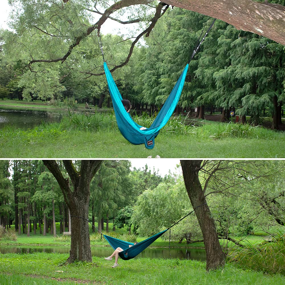 AnorTrek Camping Hammock, Super Lightweight Portable Parachute Hammock with Two Tree Straps Single