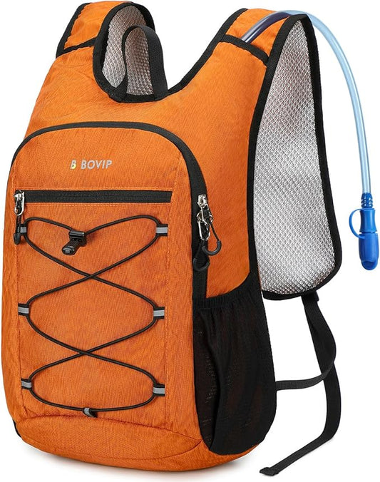 BOVIP Lightweight Hydration Back,15L Multipurpose Hiking Backpack with 1.5L Water Bladder ,Hydro Water Daypack for Cycling Hiking Rave for Men Women