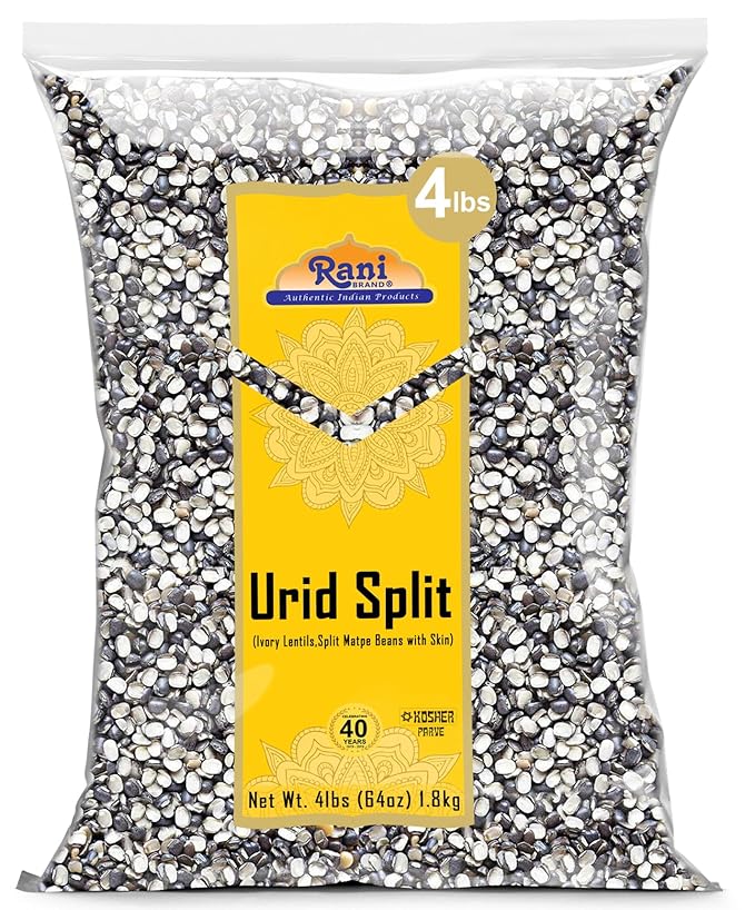 Rani Urid/Urad Split Chilka (Split Matpe Beans with Skin) Indian Lentils 64oz (4lbs) 1.81kg Bulk ~ All Natural | Gluten Friendly | Non-GMO | Kosher | Vegan | Indian Origin
