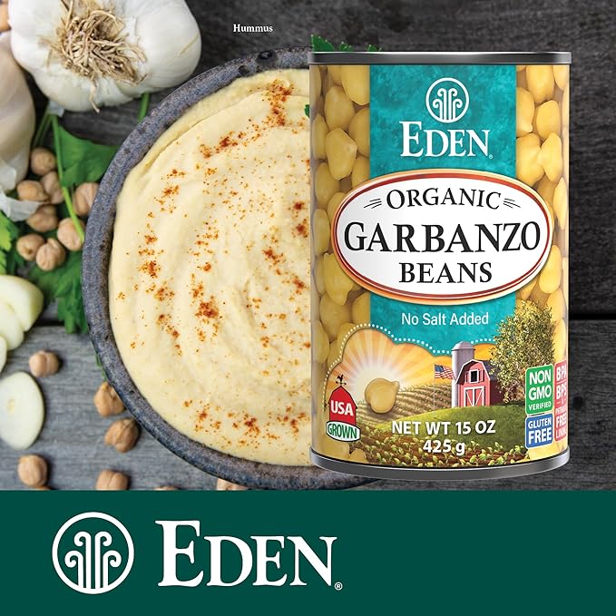 Eden Organic Garbanzo Beans, Chickpeas, 15 oz Can (12-Pack Case), No Salt Added, Non-GMO, Gluten Free, Vegan, Kosher, U.S. Grown, Heat and Serve, Macrobiotic