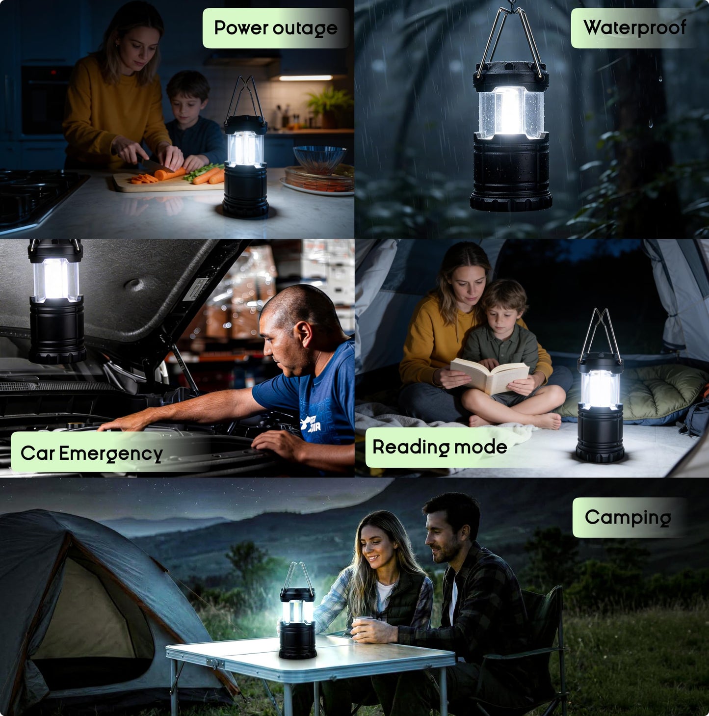 MalloMe Camping Lights Lantern Flashlights, Battery Powered Operated Lamp Lanterns for Power