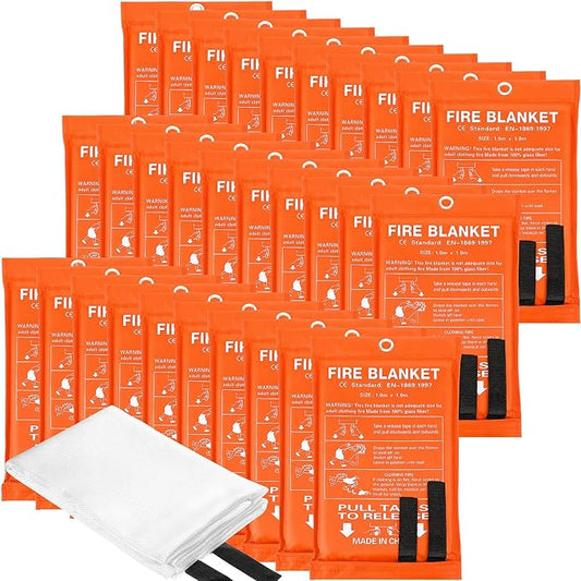 Macarrie 30 Pack 39??x 39??Fire Blanket Emergency for Home and Kitchen Safety Suppression Blanket Fiberglass Fireproof Survival for Fireplace Car Office Camping (Orange)