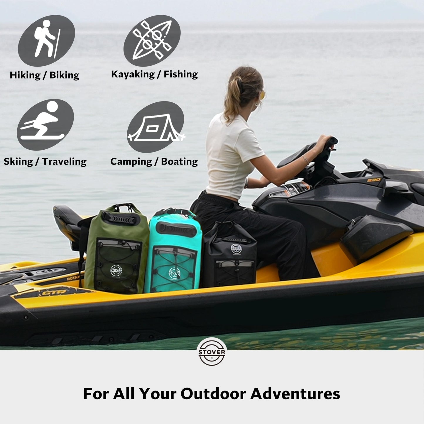 STOVER 5/10/25/30/40L Waterproof Dry Backpack & Phone Case- Large Floating Dry Bag for Kayaking