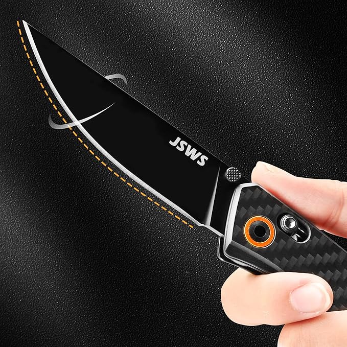 Camping Folding Knife Folding Tactical Knife Pocket Knifes 3.34" D2 Steel Blade Carbon Fiber Handle Axis Lock Cool Gifts for Men & Women