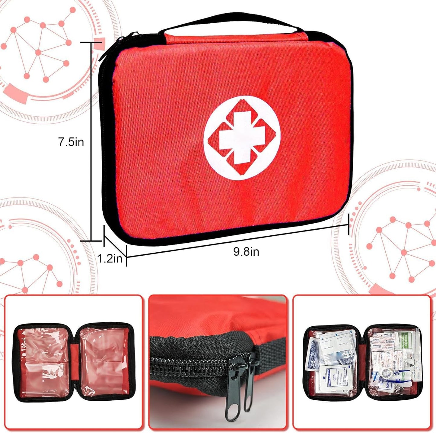 First Aid Kit 300PCS Car Home Camping Essentials Red 1st Aid