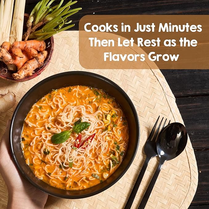 Perfect Earth Good Ramen Red Curry Noodles - Authentic Vibrant Thai Flavor, Medium Spice, Organic & Gluten-Free Instant Noodle Ramen Bowl, Pantry Staples Cooked in Just Minutes (4 Pack)