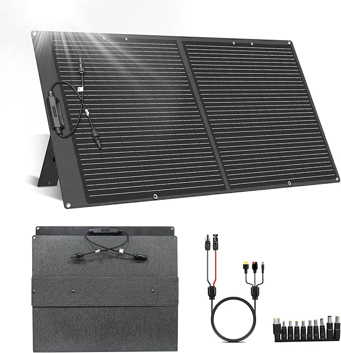 100W Portable Solar Panel for Power Station - 23.7% High Efficiency 20V Foldable Solar Charger Compatible with Solar Generator for Camping RV Outdoor Home Backup