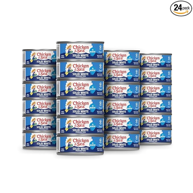 Chicken of the Sea Solid White Premium Albacore Tuna in Water, Wild Caught Tuna, 5 oz. Can (Pack of 24)