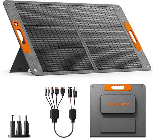 100W Portable Solar Panel for Power Station, 24% High Efficiency ETFE Foldable Solar Panel Charger, QC3.0, Type-C 60W, MC4 Output, IP65 Waterproof, for Outdoor Camping, RV, Emergency Power Supply