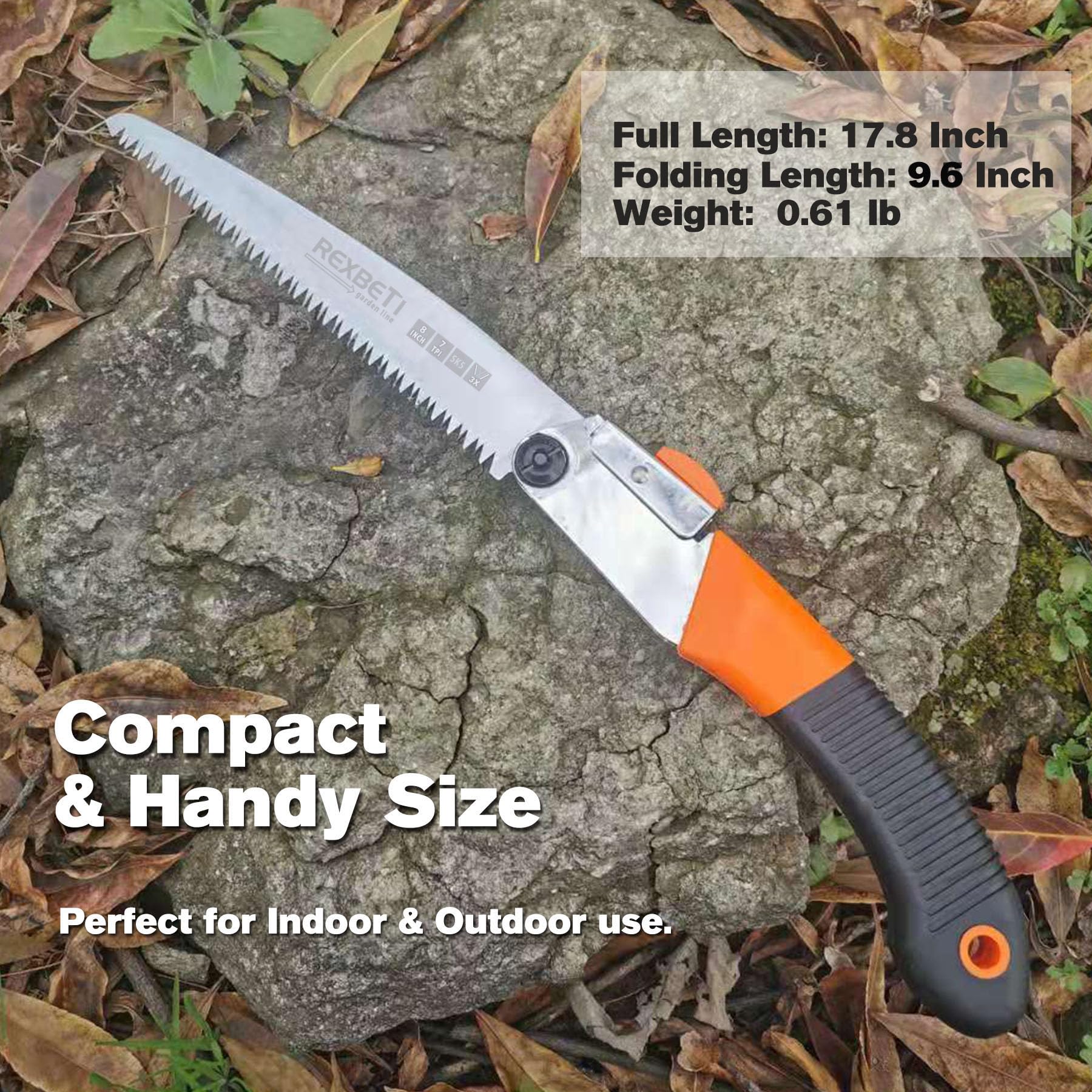 REXBETI 8-Inch Folding Hand Saw, Pruning Saw for Tree Trimming, SK5 Steel