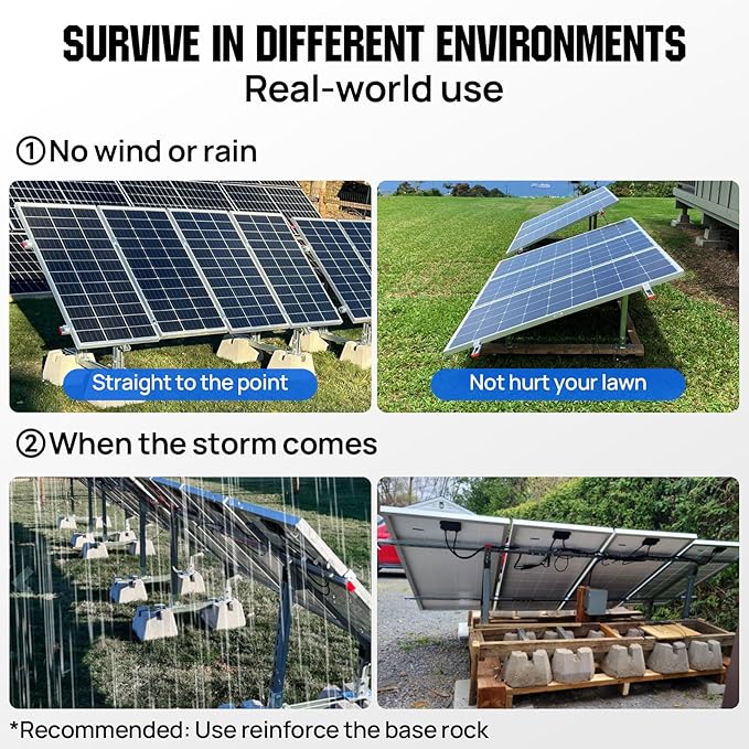 ECO-WORTHY Upgraded Solar Ground Mount Adjustable Multi-Pieces Solar Panel Mounting Brackets Kit System for 4pcs 200W/3pcs 300W/2pcs 400W Solar Panels for Ground,Open Space, Cabins and Backyard Sheds
