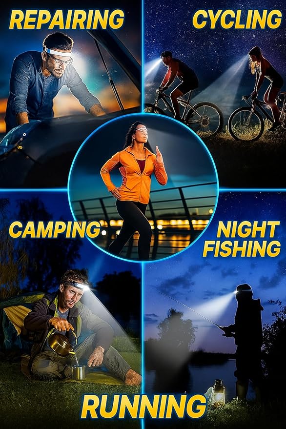 3-Pack Rechargeable LED Headlamps ??High-Power USB Headlights COB Floodlight & Motion Sensor ??Super Bright, Adjustable Beam, Water-Resistant ??Ideal for Camping, Work, Fishing, Biking, Running