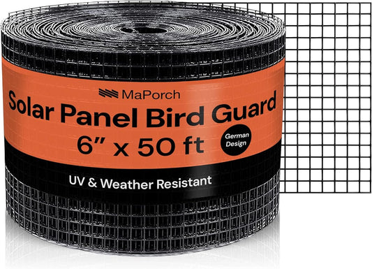 MaPorch Squirrel Netting Metal PVC Coated Galvanized Steel Mesh - 6 in x 50 ft Black - Under Fence Barrier Mesh - Squirrel Wire Guard & Bird Netting - Solar Panel Protection & Garden Fencing