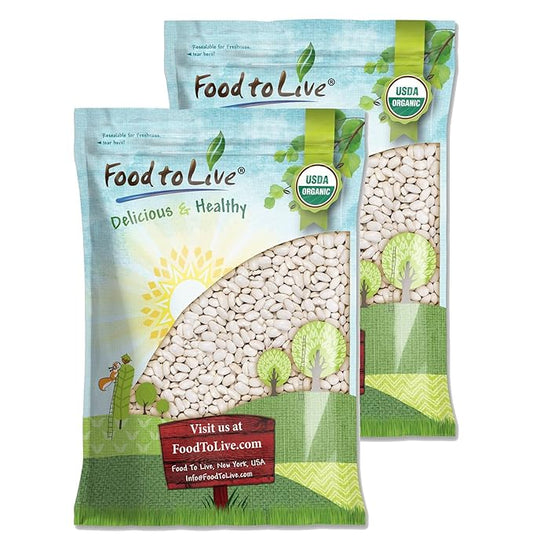 Food to Live Organic White Kidney Beans, 20 Pounds - Whole Raw Dried Beans, Vegan, Kosher, Bulk. Rich in Dietary Fiber and Protein. Perfect for Soups, Stews, Chili, Paste, Salads and Side Dishes