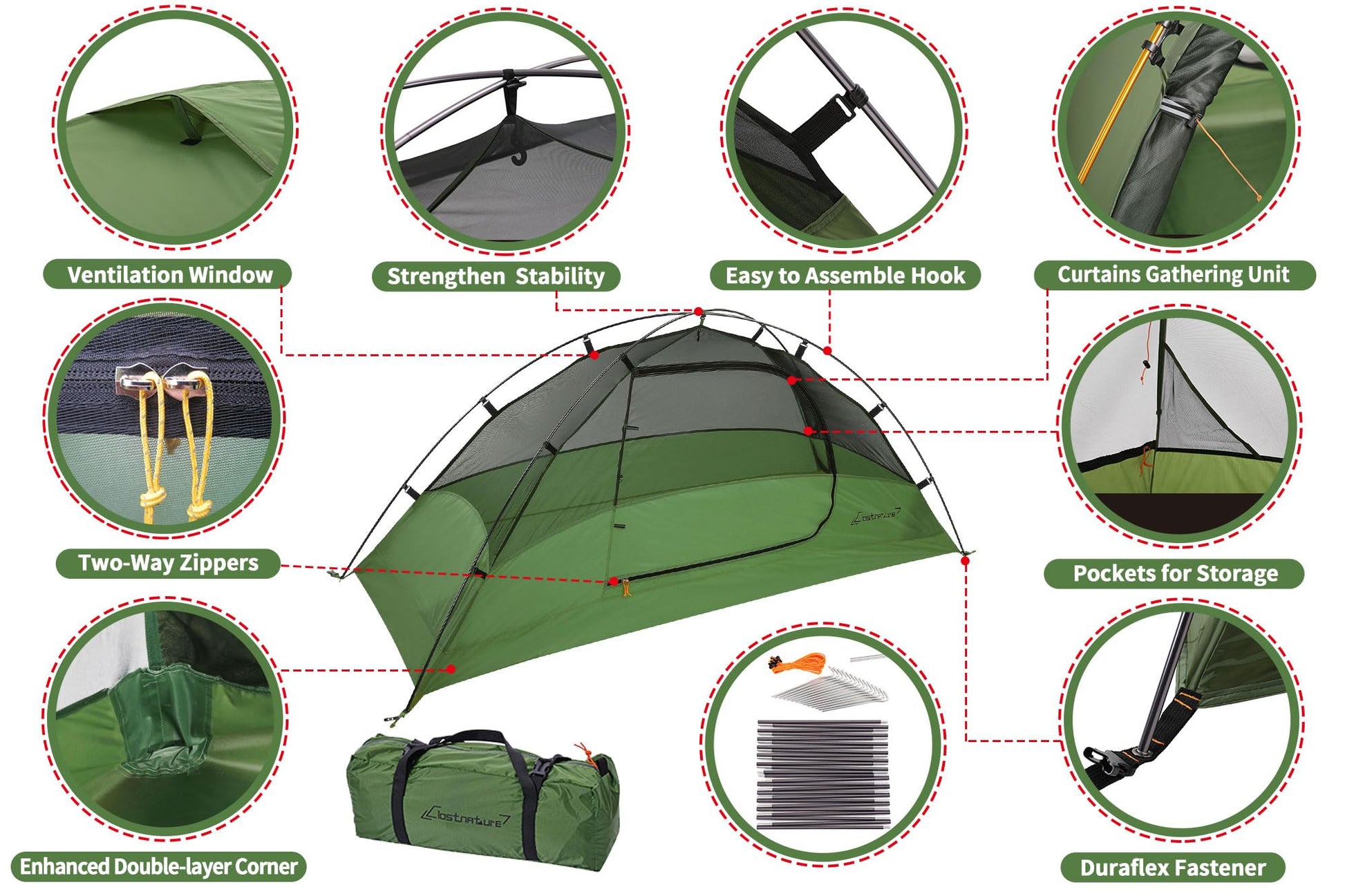 Clostnature 1 Person Lightweight Backpacking Tent, Easy Setup Tent