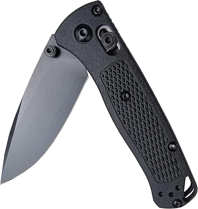 HUAAO Mini Folding Pocket Knife, Plain Edge, Thumb Stud Manual Open, Glass Reinforced Nylon Grivory Handle with Belt Clip for EDC Camping (black blade)