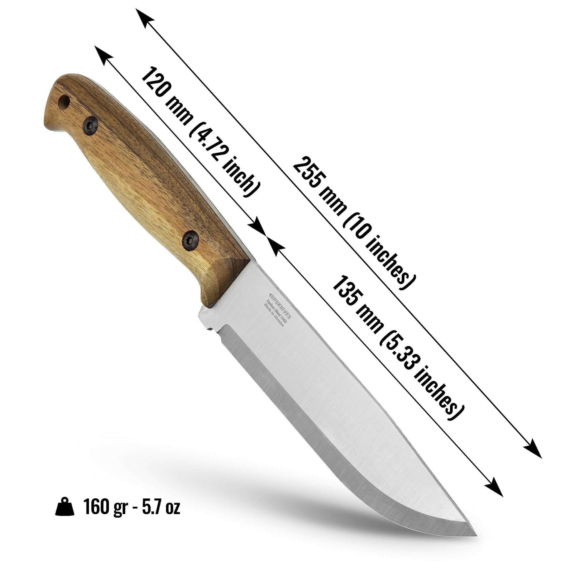 BPSKNIVES Adventurer - Bushcraft Knife - Fixed-Blade Carbon Steel Knife with Leather Sheath and