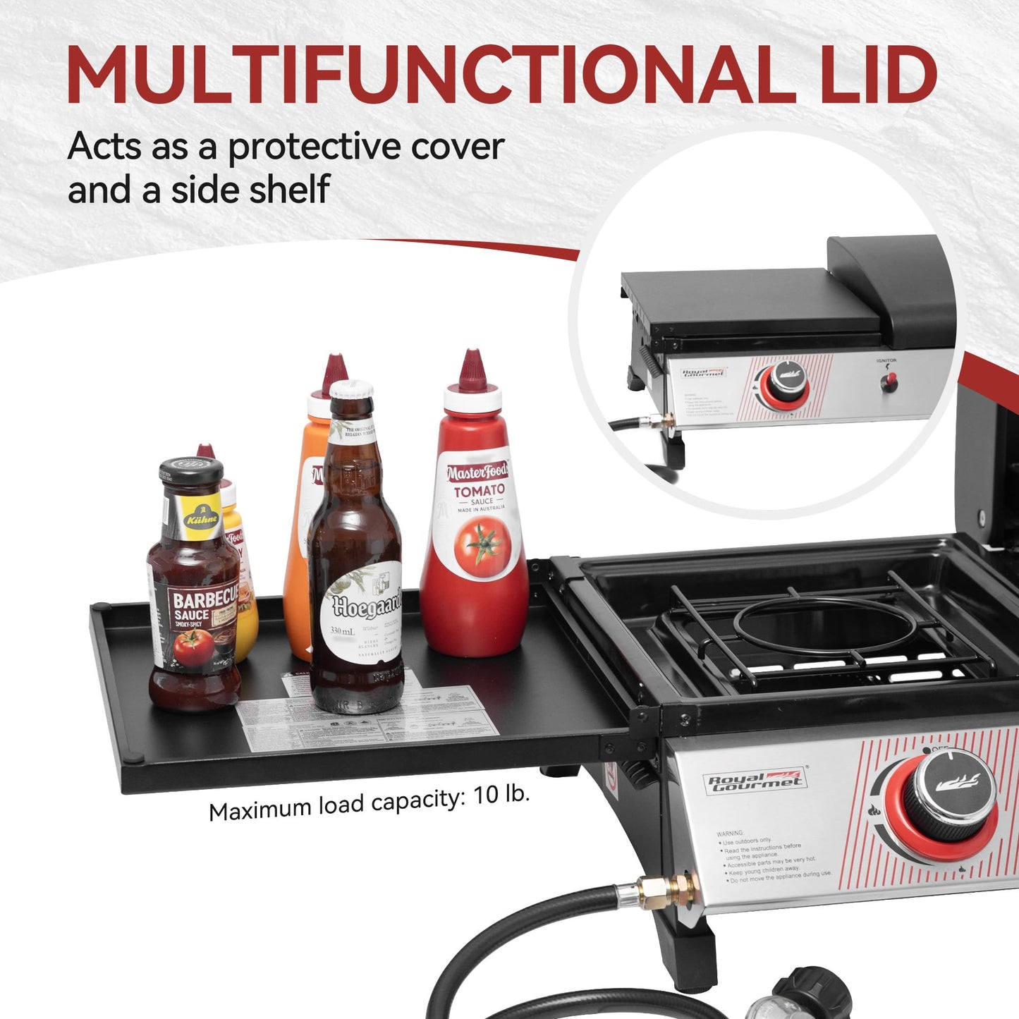 Royal Gourmet PD1305H 3-Burner Propane Gas Grill, Griddle Combo with Lid