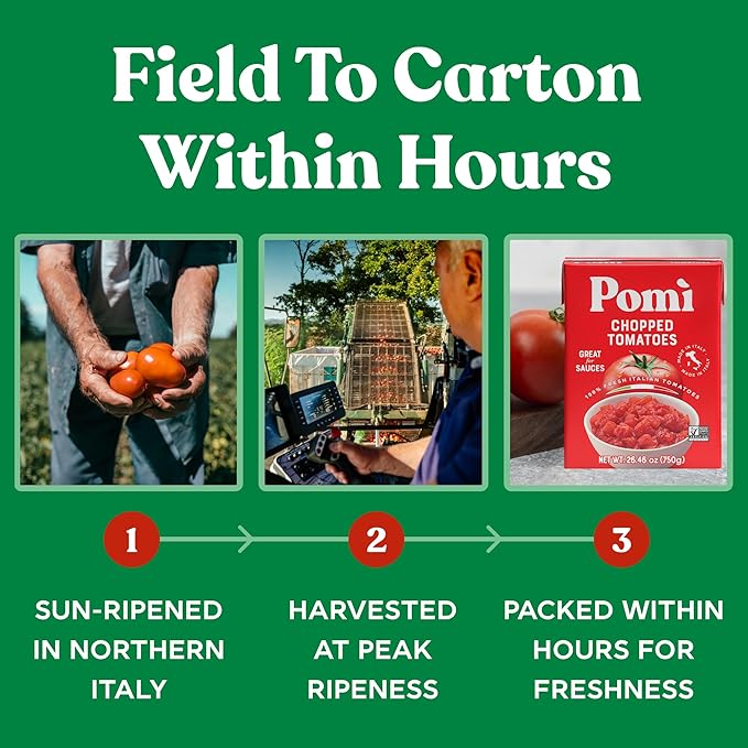Pomì Chopped Tomatoes 26.46oz (Pack of 12) - Non-GMO, Gluten-Free, BPA-Free - 100% Fresh Italian Tomatoes for Sauces, Pasta & Pizza, Canned Tomatoes Alternative