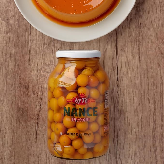 La Fe Conserva Nance in Syrup - Nance Fruitas, Latin American Tropical Fruit, Preserved Exotic Yellow Cherry, Super Fruit Rich in Fiber, Vitamin A & C, Calcium & Iron, 32oz ??2 Pack