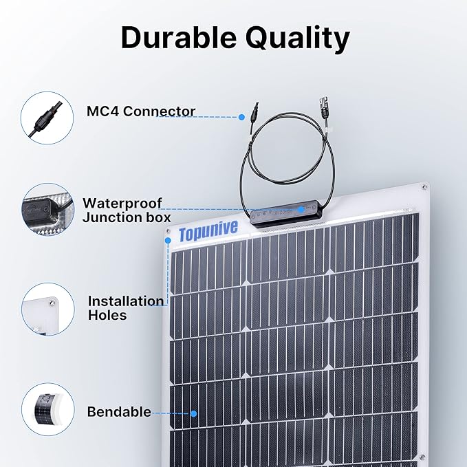 2PCS 100W 12V Flexible Solar Panel 9BB Monocrystalline Cell 12 Volt Semi-Flexible for Marine RV Trailer Boat Cabin Van Car Uneven Surfaces 12V 24V Battery Charge