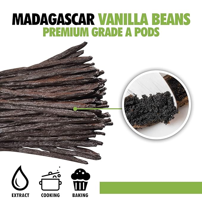 30 Organic Madagascar Vanilla Beans Grade A. Certified USDA Organic. ~6" for Chefs, Extract and Baking. Fresh Gourmet NON-GMO Whole Bourbon Pods by FITNCLEAN VANILLA