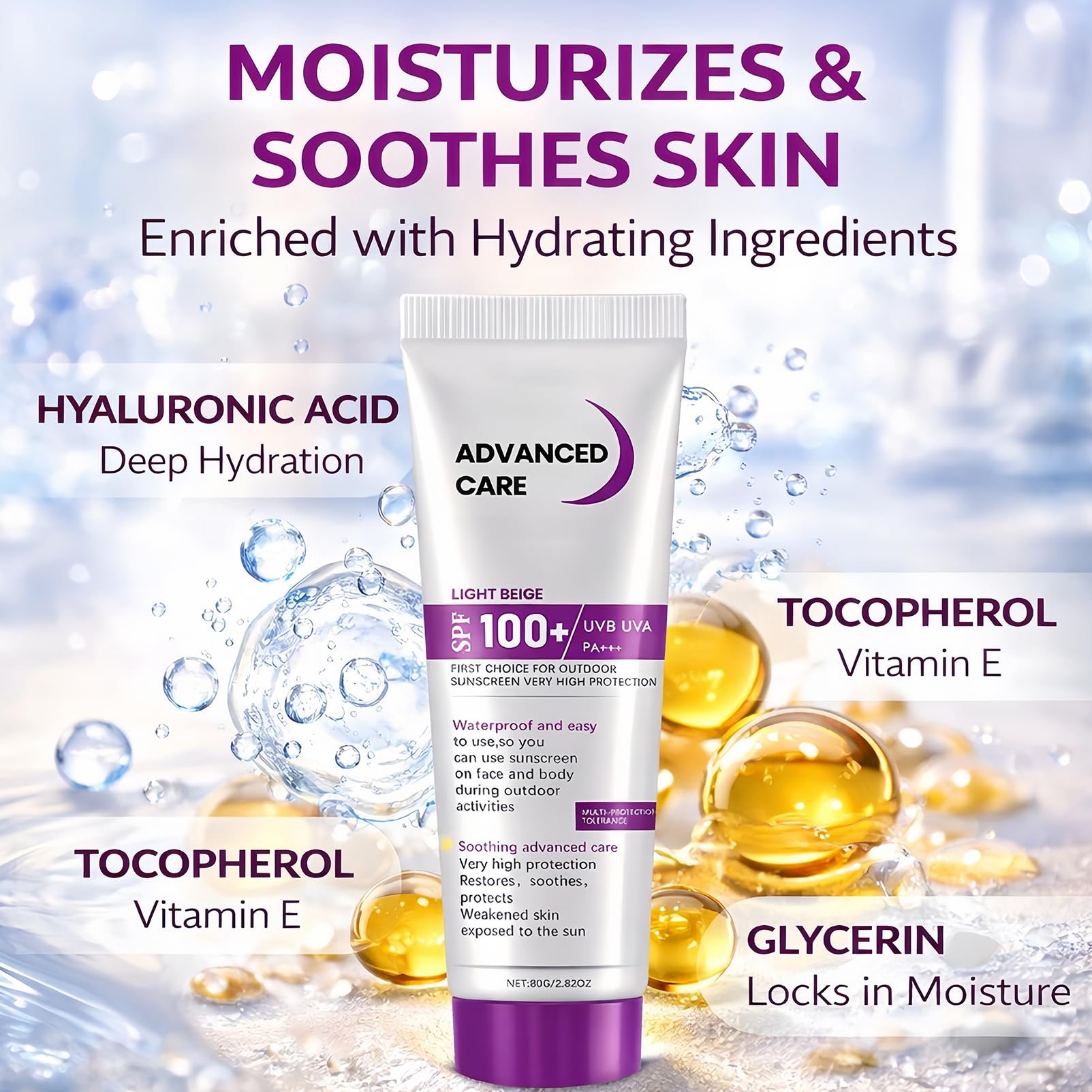 2 Pack SPF 100+ Sunscreen For Outdoor Sport - Face & Body Lotion, Broad Spectrum UVA/UVB PA+++