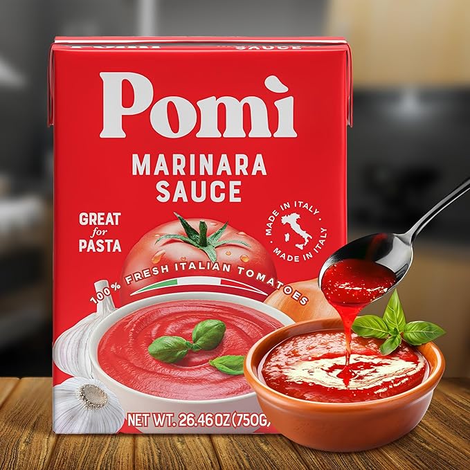 Pomì Marinara Sauce 26.46oz (Pack of 12) - Made in Italy - Non-GMO & Gluten-Free - Creamy, Velvety Tomato Sauce, No Salt Added, No Additives or Preservatives - 100% Fresh Italian Tomatoes