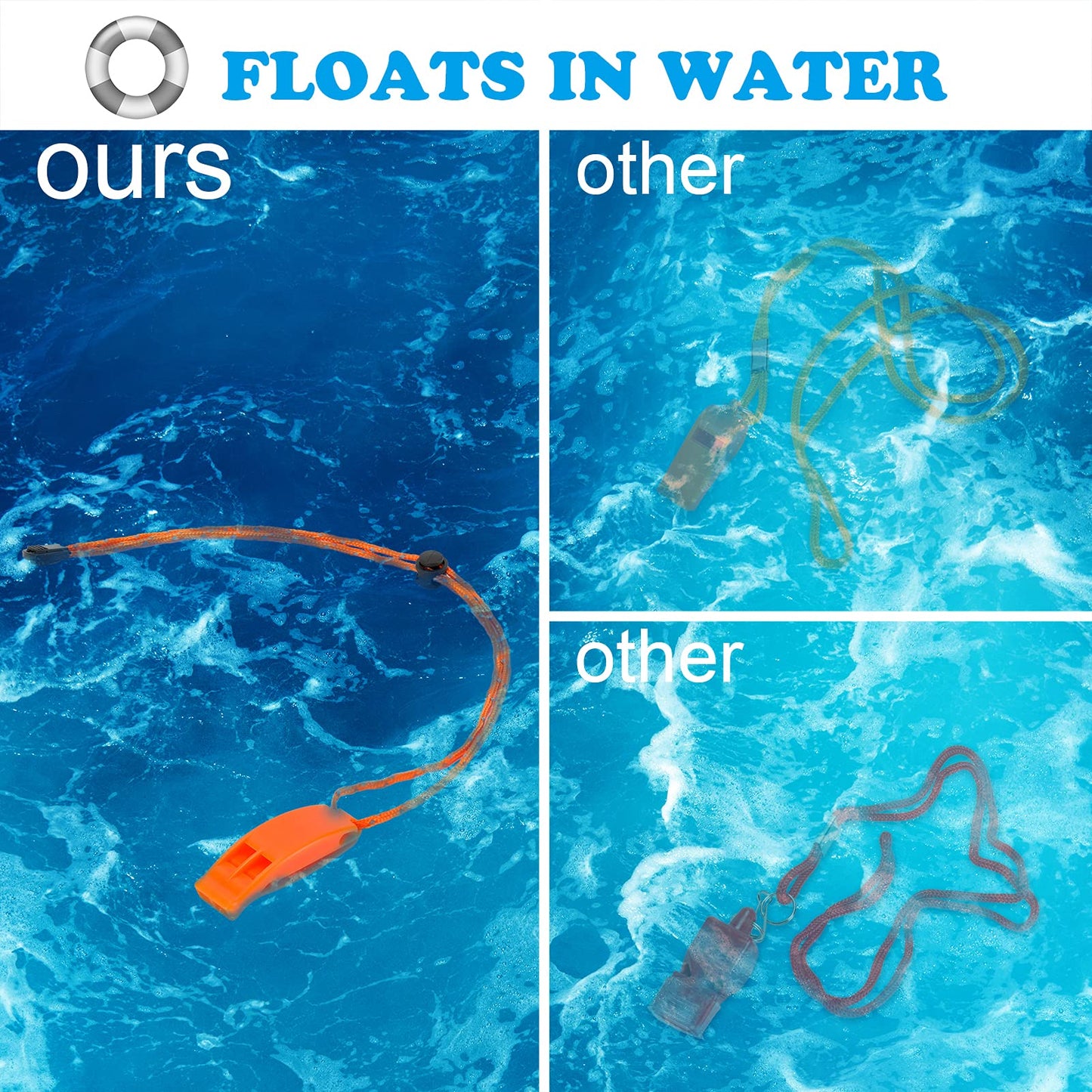 Hipat Emergency Whistle, Super Loud Floating Whistle with Lanyard, Ideal for Boating, Swimming