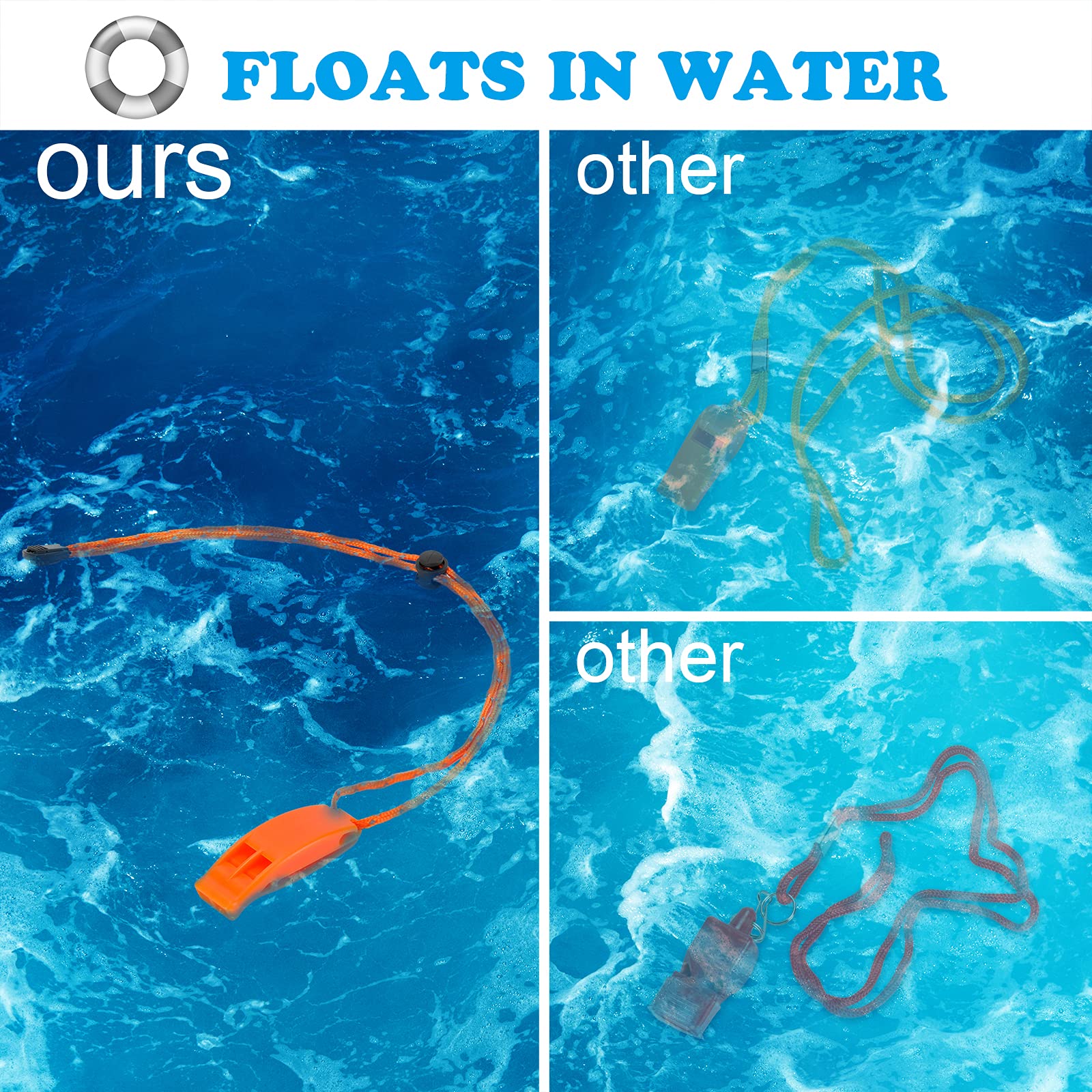 Hipat Emergency Whistle, Super Loud Floating Whistle with Lanyard, Ideal for Boating, Swimming