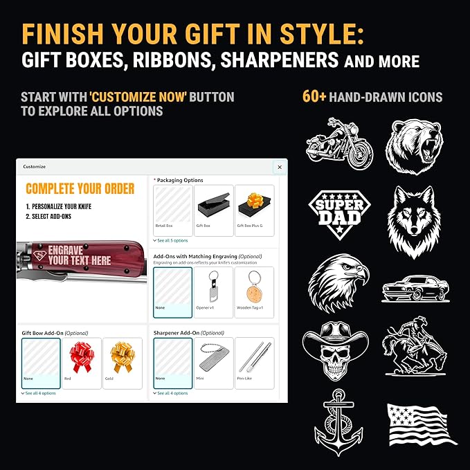 Custom Knife for Men and Women - Personalized Idea Gifts - Engraved Gifts for Dad Husband Boyfriend Wife Girlfriend - Customized Unique Knives for Birthday Anniversary 12 KG PS