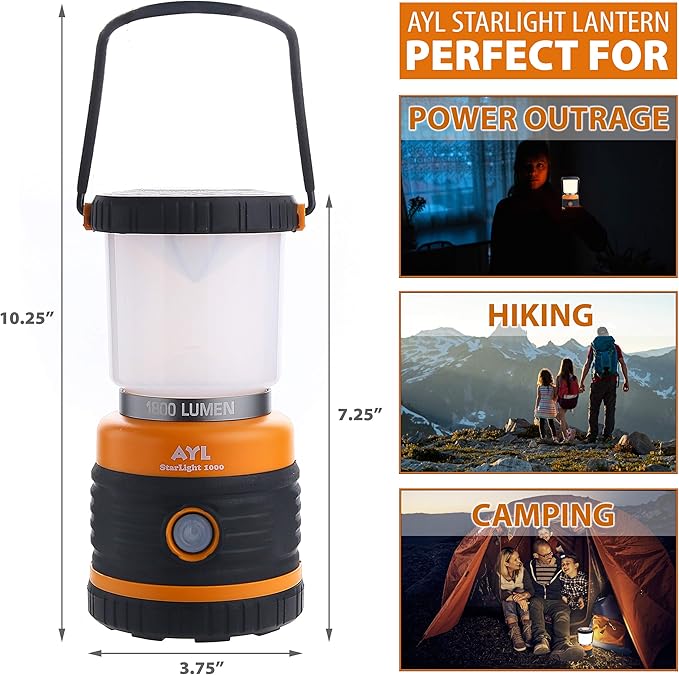 LED Camping Lantern, Battery Powered LED 1800LM, 4 Camping Lights Modes, Perfect Lantern Flashlight for Hurricane, Emergency Light, Storm, Power Outages, Survival Kits, Hiking, Fishing, Home and More