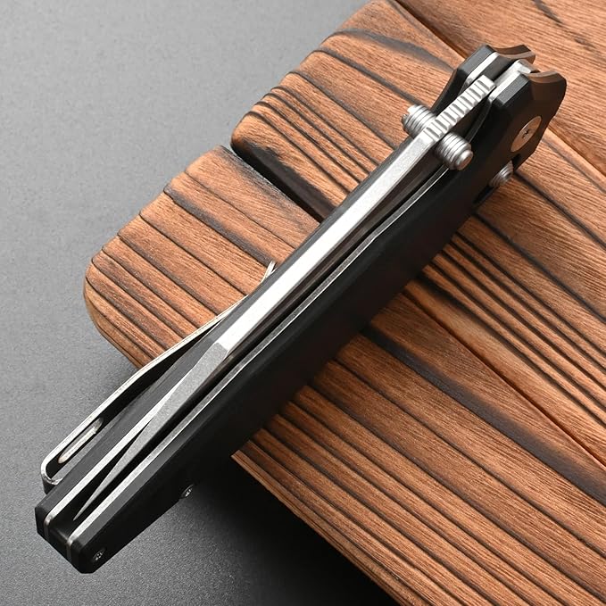 FF20 Folding Pocket Knife，VG10 Steel Blade G10 Handle EDC Tool Knife for Outdoor Camping Hunting Fishing Working(Black)