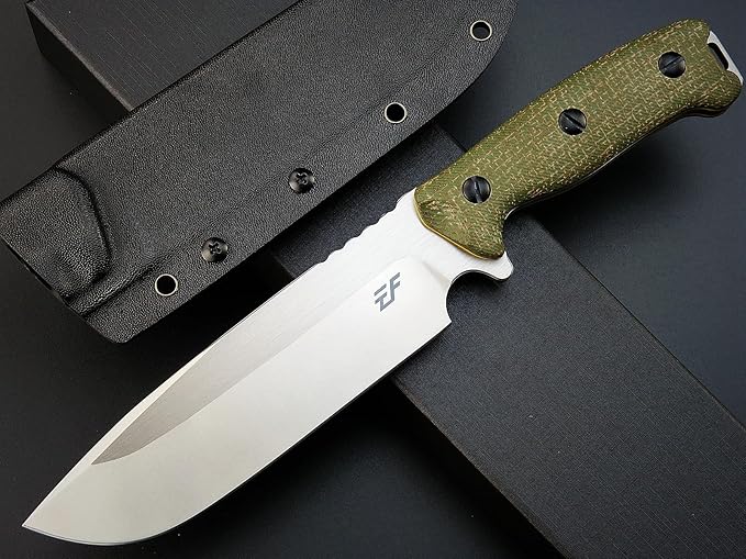 Eafengrow EF143 Fixed Blade Knife AUS-10 Steel Blade Micarta Handle Full Tang EDC Tool Straight Knife for Working Camping Hunting