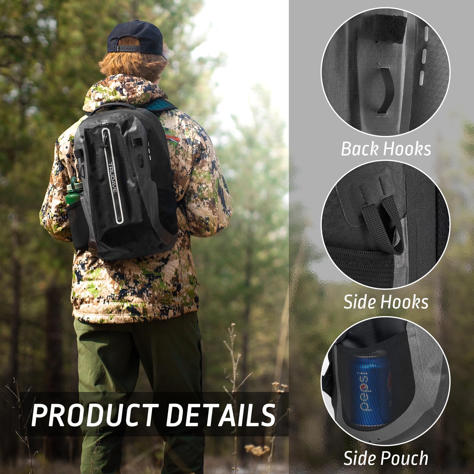 Trudave Waterproof Backpack, Waterproof Submersible Backpack, Floating TPU Coated Dry Bag with
