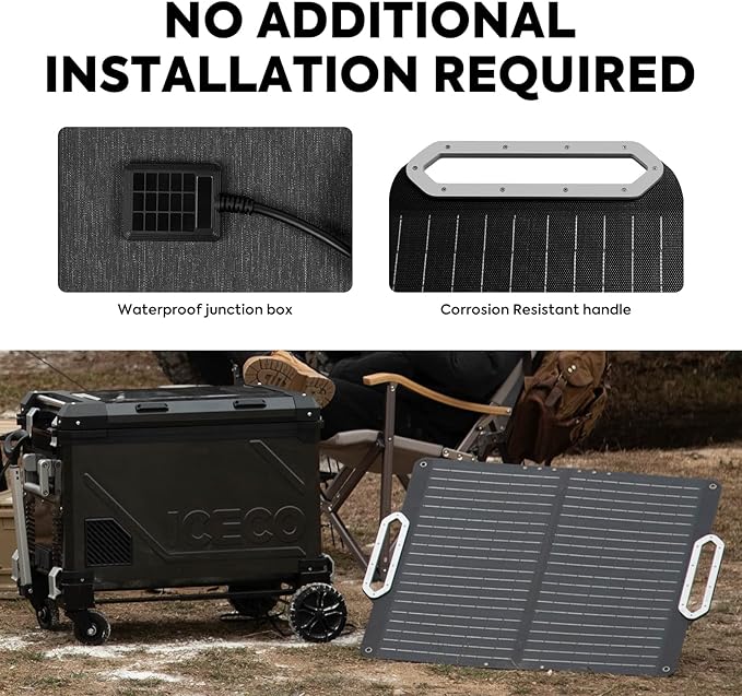 ICECO SP80 Portable Solar Panels 80W, High-Efficiency Monocrystalline Solar Panel, Foldable Solar Charger with Adjustable Kickstand, Waterproof IP67 for Outdoor, Camping, RV and Emergency Backup