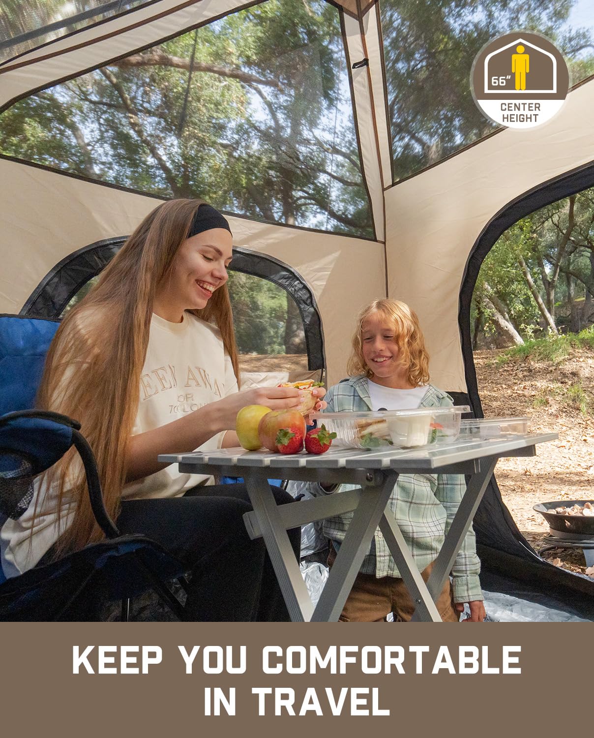 FanttikOutdoor Zeta C6 Pro 6 Person Tent for Camping Setup in 60s (Khaki)