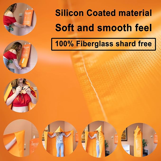 Supa Ant Silicone Fire Cloak for Fireproof Suit Emergency Blanket for Home and Kitchen - Emergency Poncho as Heat Shield Blanket - Fire Resistant Hoodie - Escape Suit with Cape and Hood (75x60 in.-XL)